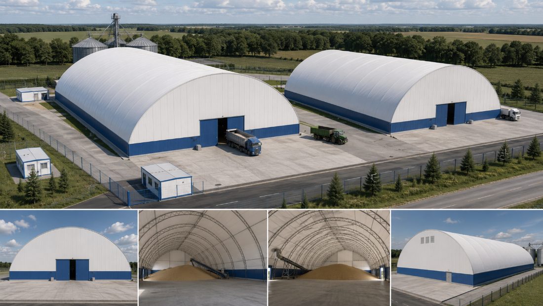 Зерносклад ангарного типа 34×100 м, ТОО «Свободное»
